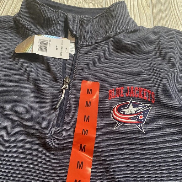 NHL Columbus Blue Jackets CBJ 1/4 Zip Pullover Mens M Two Tone Blue NWT - Picture 3 of 11